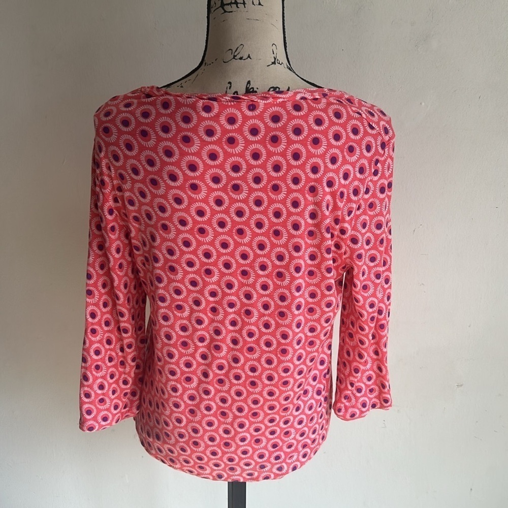 Boden Abstract Print Scoopneck Pink Top Size 12 - Picture 8 of 11